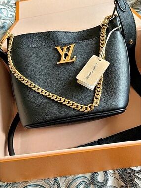 Louis Vuitton Lock and Walk Bucket Bag Black Shoulder Bag